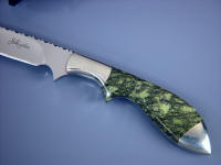 Bird's eye serpentine has interesting pattern on this full tang knife handle